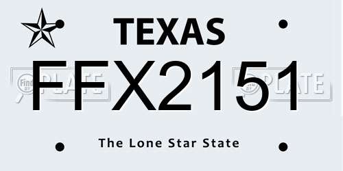 FFX2151 Texas License Plate