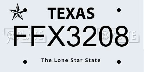 FFX3208 Texas License Plate