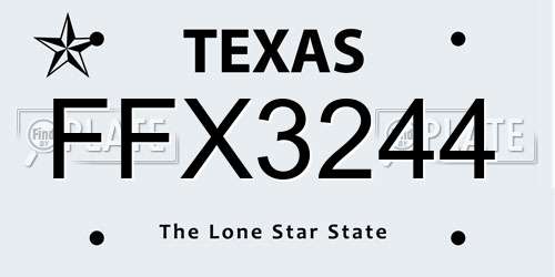 FFX3244 Texas License Plate