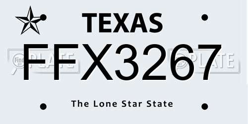 FFX3267 Texas License Plate