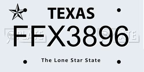 FFX3896 Texas License Plate