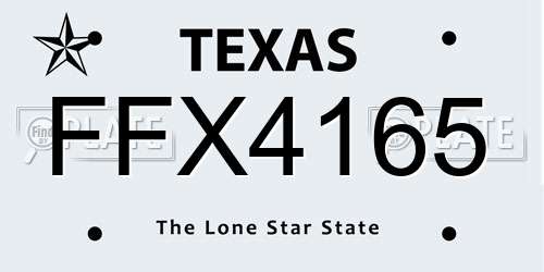 FFX4165 Texas License Plate