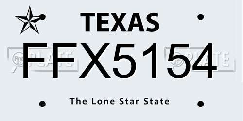 FFX5154 Texas License Plate