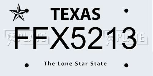 FFX5213 Texas License Plate