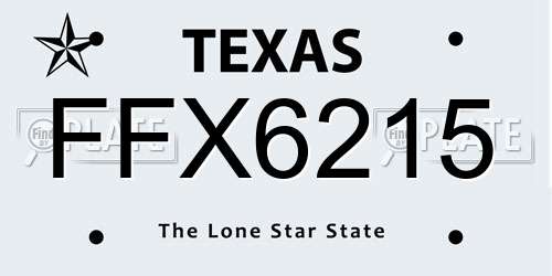 FFX6215 Texas License Plate