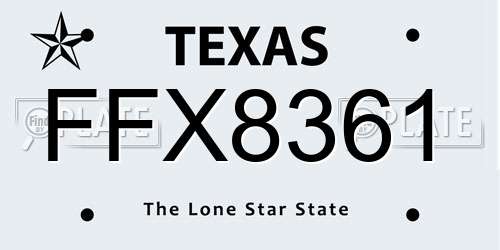 FFX8361 Texas License Plate
