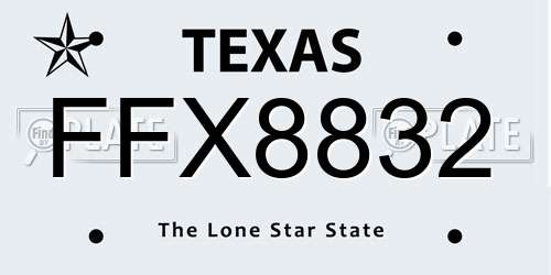 FFX8832 Texas License Plate