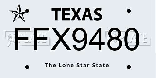 FFX9480 Texas License Plate