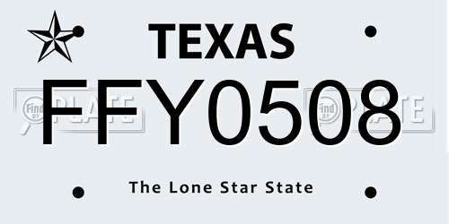 FFY0508 Texas License Plate