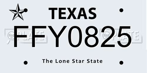 FFY0825 Texas License Plate