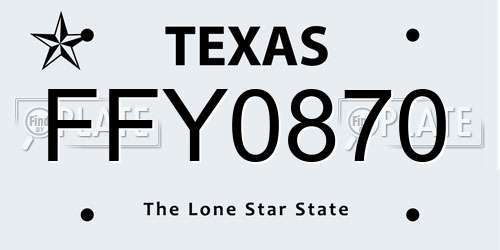 FFY0870 Texas License Plate