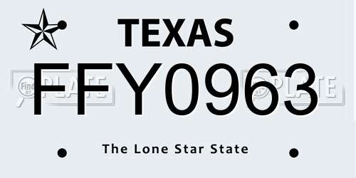 FFY0963 Texas License Plate