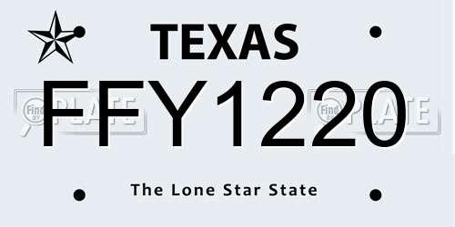 FFY1220 Texas License Plate