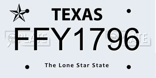 FFY1796 Texas License Plate