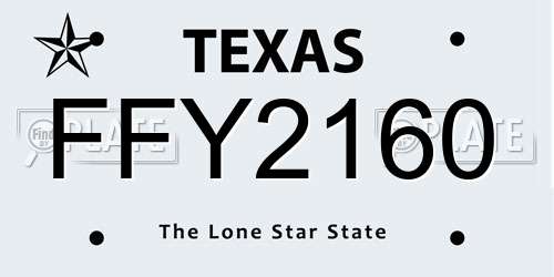FFY2160 Texas License Plate