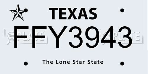 FFY3943 Texas License Plate