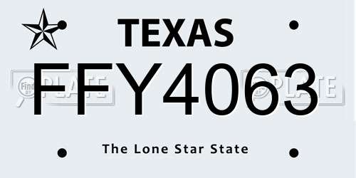 FFY4063 Texas License Plate