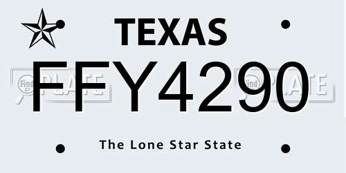FFY4290 Texas License Plate