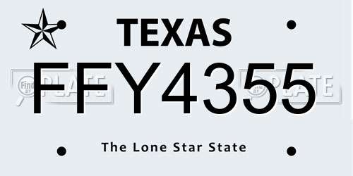 FFY4355 Texas License Plate