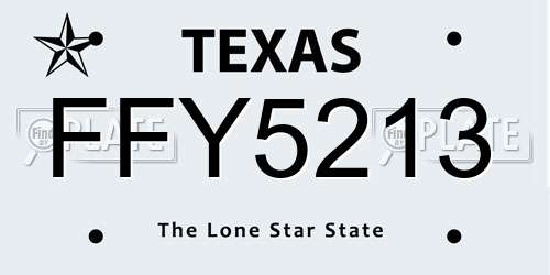 FFY5213 Texas License Plate