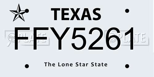 FFY5261 Texas License Plate