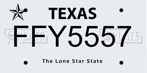 FFY5557 Texas License Plate