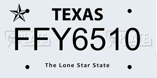 FFY6510 Texas License Plate