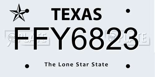 FFY6823 Texas License Plate