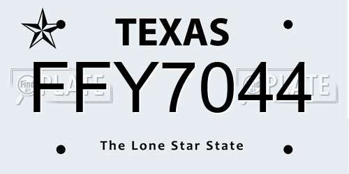 FFY7044 Texas License Plate