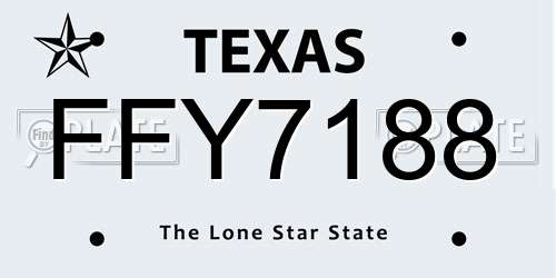 FFY7188 Texas License Plate