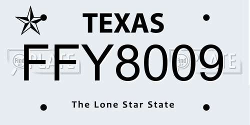 FFY8009 Texas License Plate