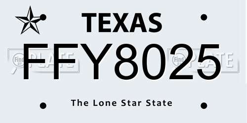 FFY8025 Texas License Plate