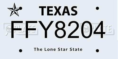 FFY8204 Texas License Plate