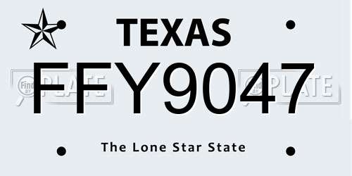 FFY9047 Texas License Plate