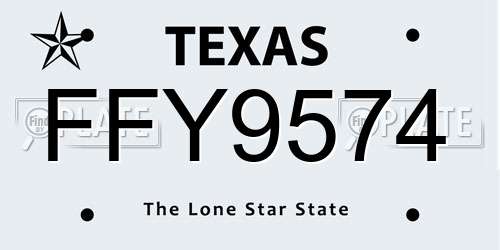 FFY9574 Texas License Plate