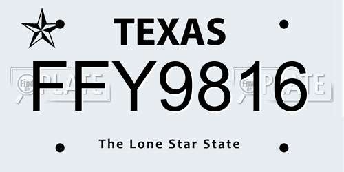 FFY9816 Texas License Plate
