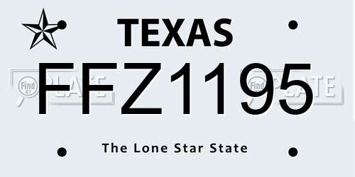 FFZ1195 Texas License Plate