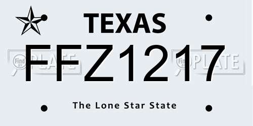 FFZ1217 Texas License Plate