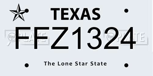 FFZ1324 Texas License Plate