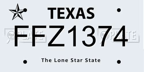 FFZ1374 Texas License Plate