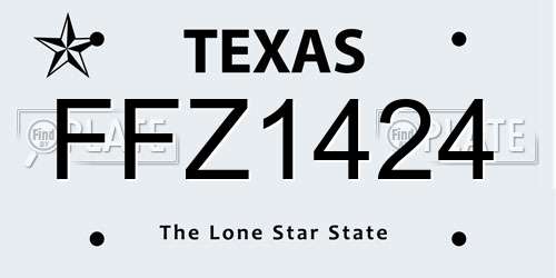 FFZ1424 Texas License Plate