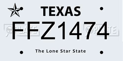 FFZ1474 Texas License Plate