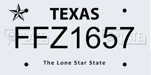 FFZ1657 Texas License Plate