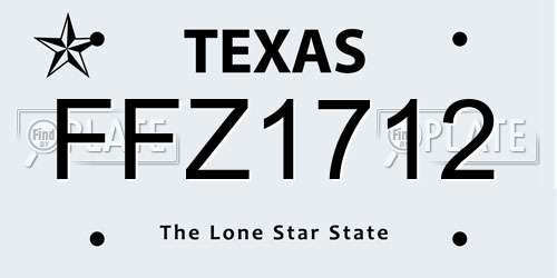FFZ1712 Texas License Plate