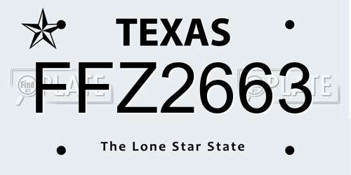 FFZ2663 Texas License Plate