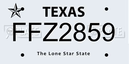 FFZ2859 Texas License Plate