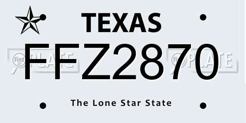 FFZ2870 Texas License Plate