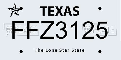 FFZ3125 Texas License Plate