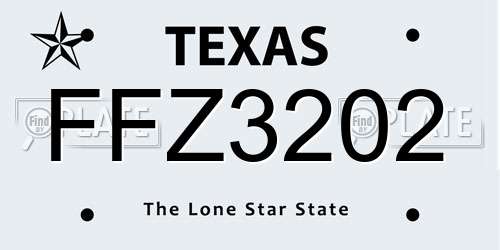 FFZ3202 Texas License Plate