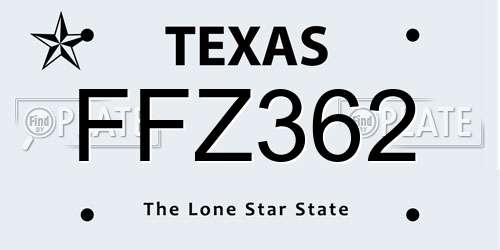 FFZ362 Texas License Plate